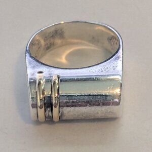 Vintage Modernist CHARLES KRYPELL 14KT 925 Sterling Silver Ring Size 6.5